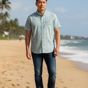 J. Crew Men's Blue Floral Button Down Shirt